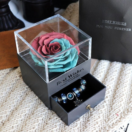 Eternal Flower Rose Jewelry Box for Birthday Presents Valentines Day