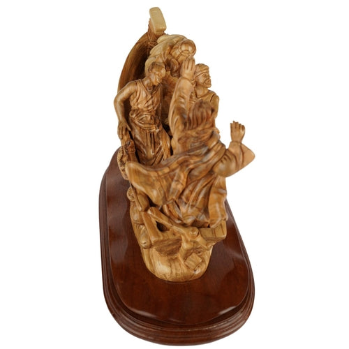 Handgeschnitzte Bootsszene „Jesus stillt den Sturm“ – Exklusive