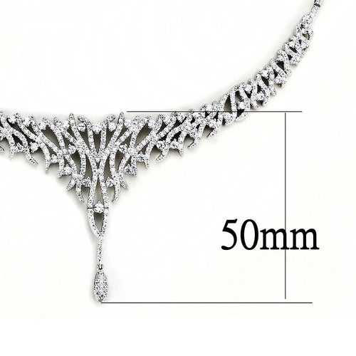 3W1413 - Rhodium Brass Jewelry Sets with AAA Grade CZ  in Clear