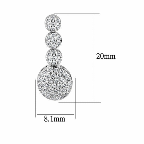 3W1428 - Rhodium Brass Jewelry Sets with AAA Grade CZ  in Clear