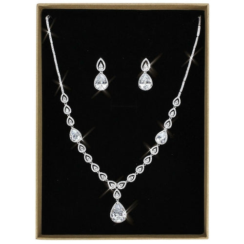 Rhodium Brass Jewelry Sets with AAA Grade CZ  in Clear