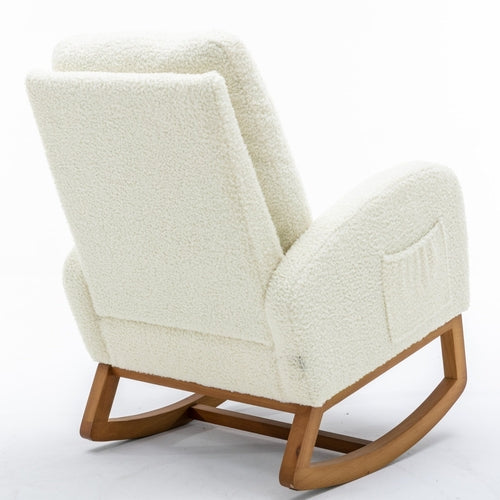 LuneluX_Home – "White Teddy" Rocking Lounge Chair