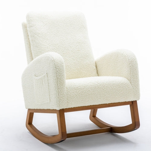 LuneluX_Home – "White Teddy" Rocking Lounge Chair