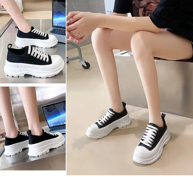 Women/Man Boots  New Thick Soled Canvas Shoes Couple's Casual Shoes Height Increasing Comfort Non Slip Outdoor Boots
