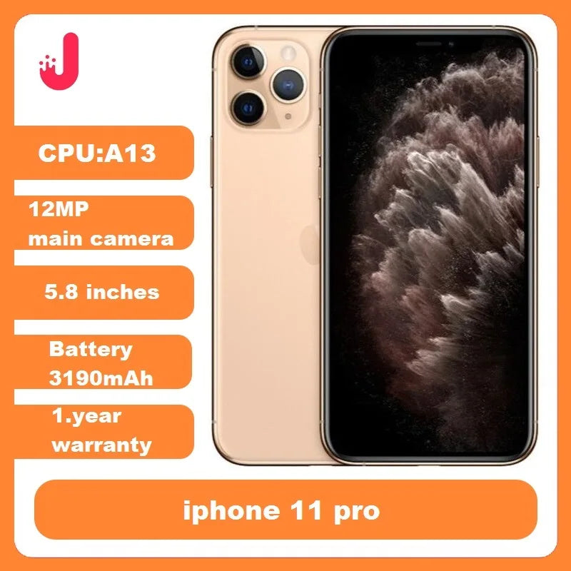 Original unlocked Apple iPhone11 Pro 64GB/256GB single card 12MP camera 5.8 inch screen IOS smartphone LTE iphone11pro  phone