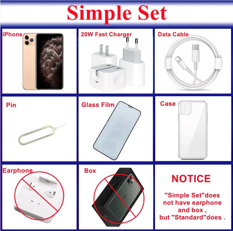 Apple iPhone 11 Pro Max ProMax 64GB 256GB 6.5" Genuine Super Retina XDR OLED Face ID A13 Bion 4G 98% New Phone 20W Fast Charger