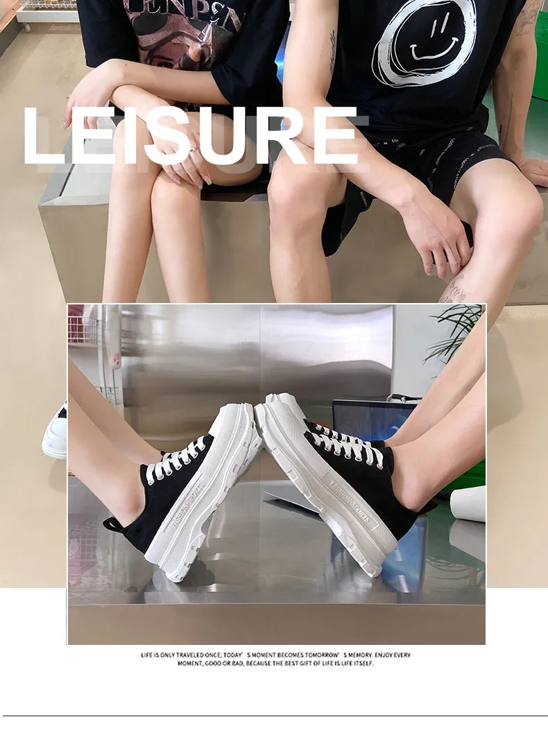 Women/Man Boots  New Thick Soled Canvas Shoes Couple's Casual Shoes Height Increasing Comfort Non Slip Outdoor Boots