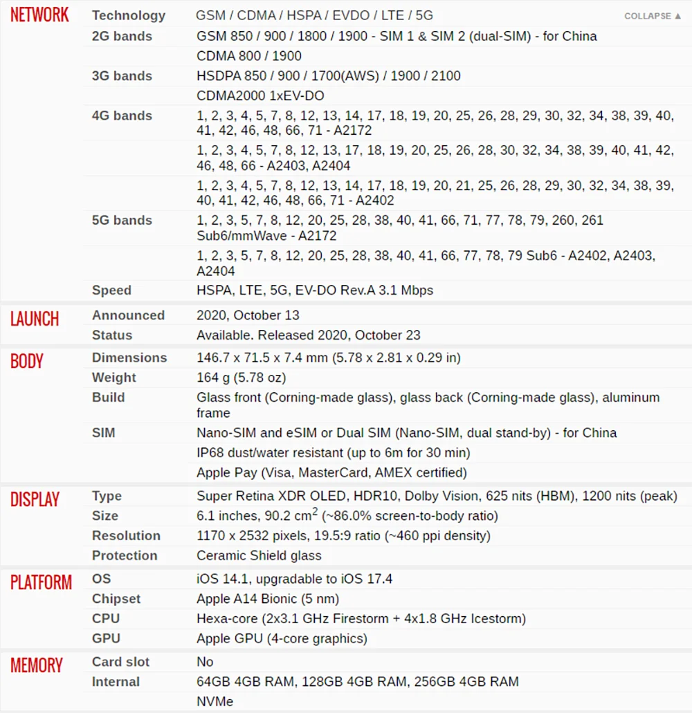 Apple iPhone 12 5G Face ID Mobile Phone Original Used Unlocked 6.1" 64/128/256GB ROM Hexa-core IOS 12MP Camera NFC Smartphones