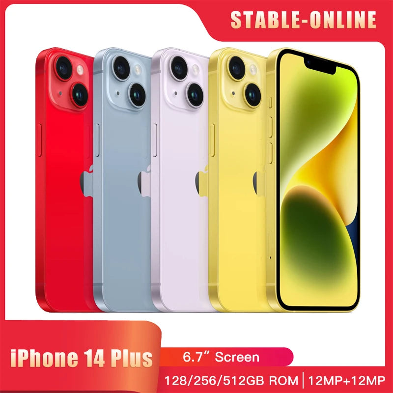 Original Apple iPhone 14 Plus 5G Mobile Phone Face ID NFC 6.7" 6GB RAM 128/256/512GB ROM Dual 12MP A15 IOS Hexa-Core Smartphone