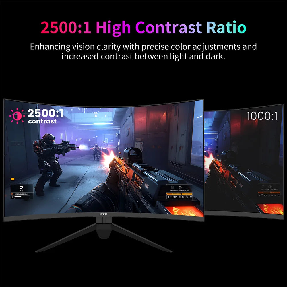 KTC H27S25E Gaming Monitor, 27 inch 2560*1440 QHD CSOT HVA Screen, 1000R Curvature, 240Hz Refresh Rate, 1ms MPRT Response Time