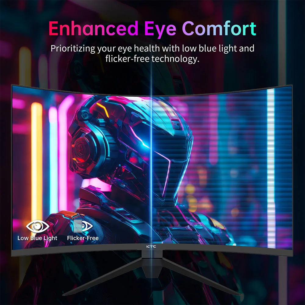 KTC H27S25E Gaming Monitor, 27 inch 2560*1440 QHD CSOT HVA Screen, 1000R Curvature, 240Hz Refresh Rate, 1ms MPRT Response Time