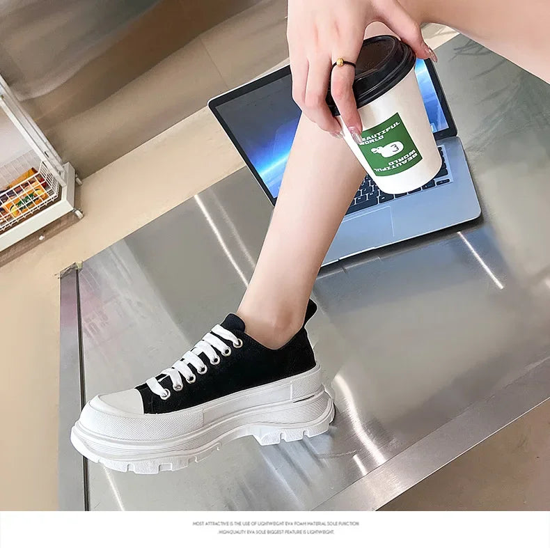 Women/Man Boots  New Thick Soled Canvas Shoes Couple's Casual Shoes Height Increasing Comfort Non Slip Outdoor Boots