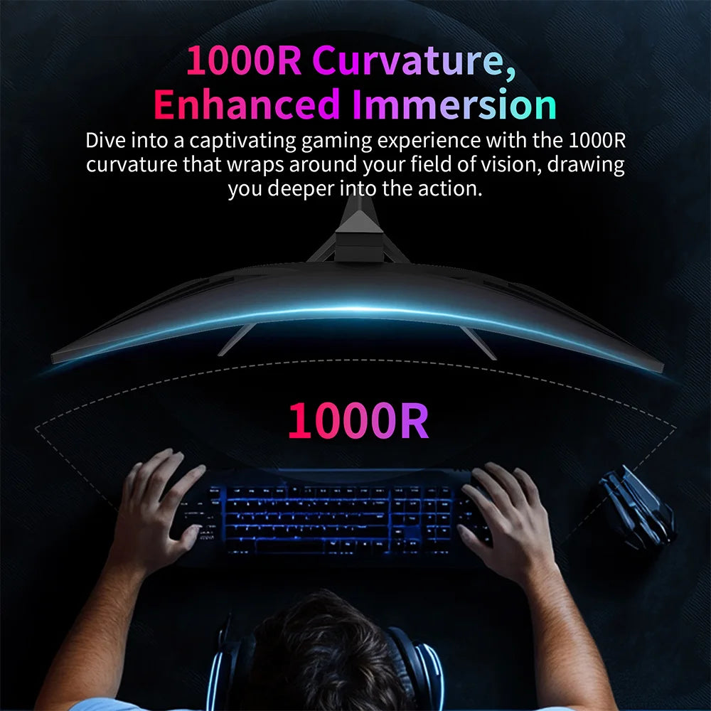 KTC H27S25E Gaming Monitor, 27 inch 2560*1440 QHD CSOT HVA Screen, 1000R Curvature, 240Hz Refresh Rate, 1ms MPRT Response Time