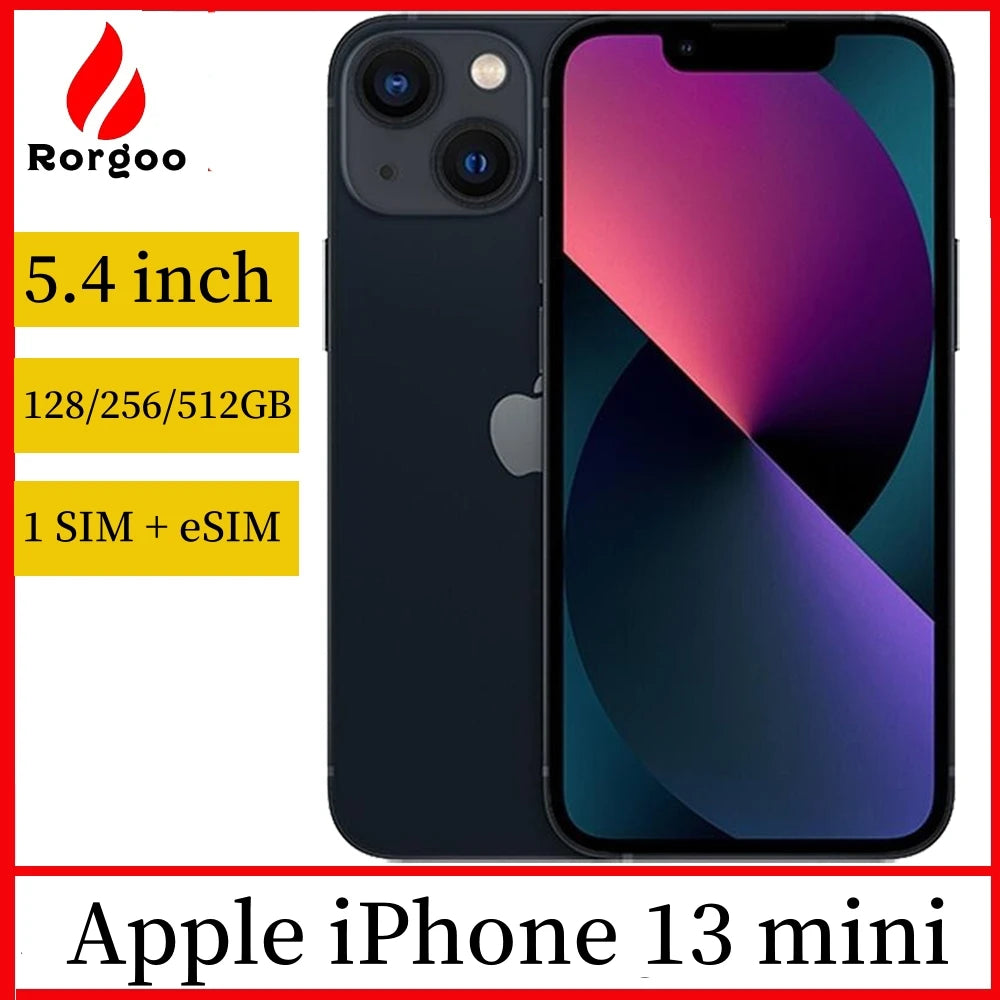 Apple iPhone 13 Mini 5.4" Unlocked smartphone Genuine 13Mini RAM 4GB ROM 128/256/512GB A15 Bionic IOS Face ID 5G Used Cell Phone