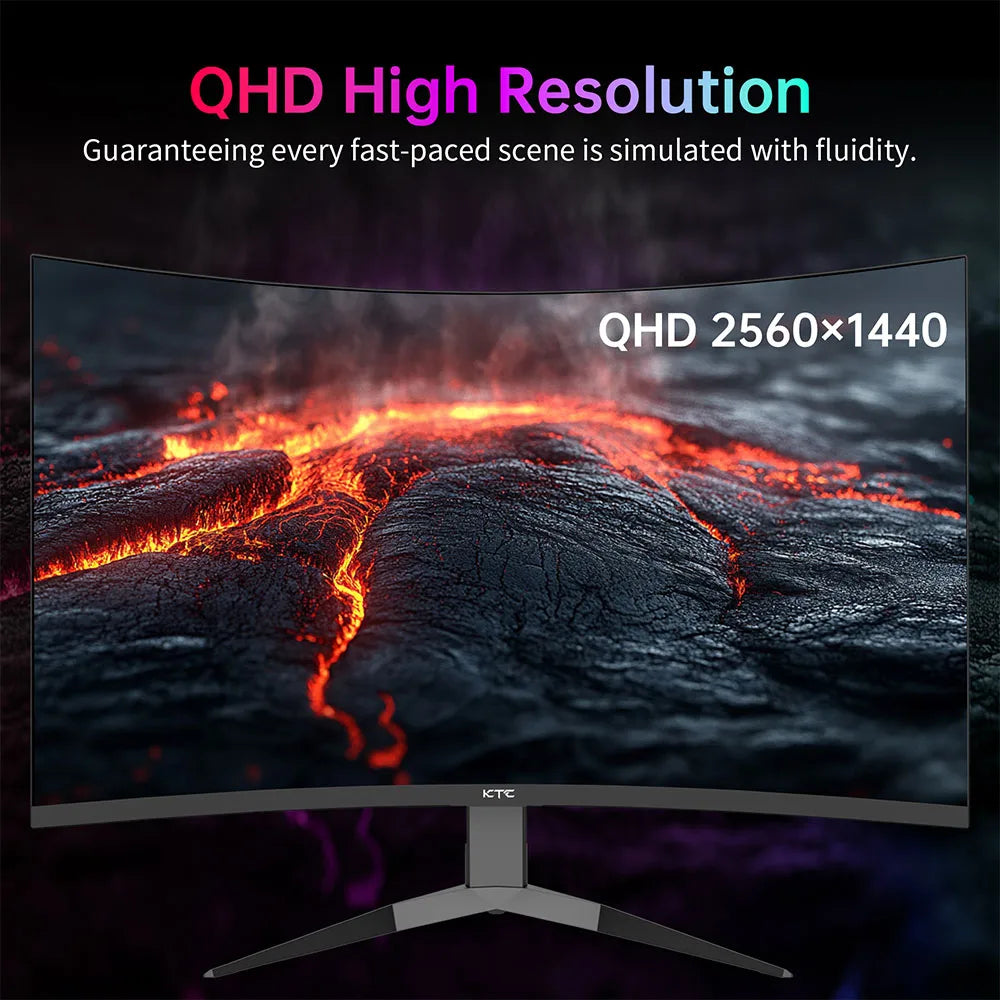 KTC H27S25E Gaming Monitor, 27 inch 2560*1440 QHD CSOT HVA Screen, 1000R Curvature, 240Hz Refresh Rate, 1ms MPRT Response Time