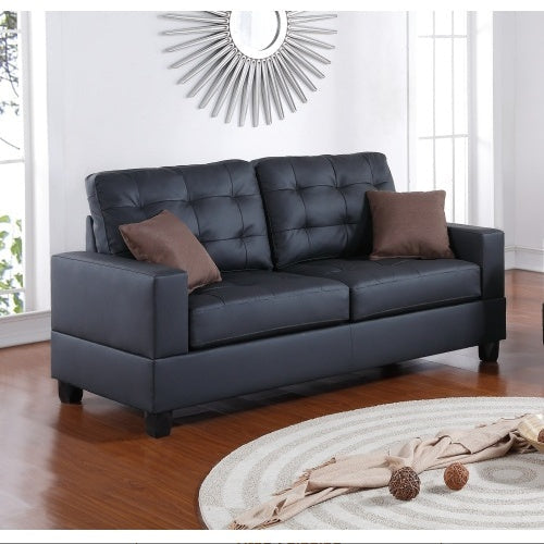 LuxeLiving™ – 2‑Piece Faux Leather Sofa Set with Pillows (US