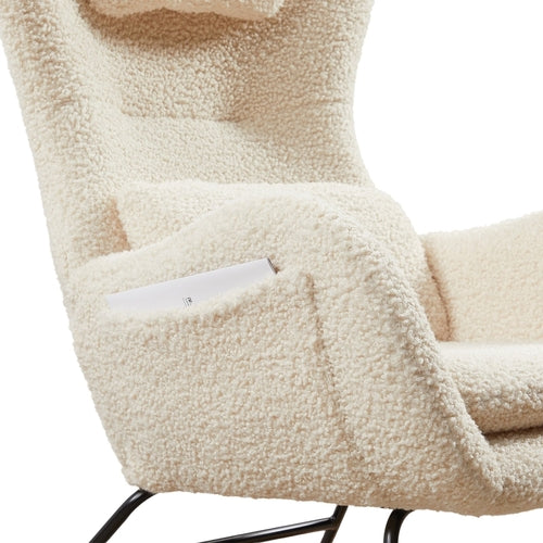 LuneluX_Home – Modern Rocking Chair with High Backrest (Beige)