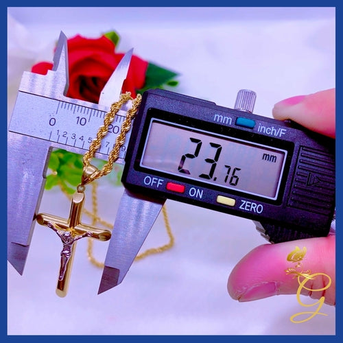 18K Real Gold Cross Necklace 20”